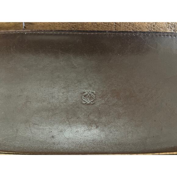 Vintage Loewe Brown Leather Long Bifold Wallet Card Holder - Picture 3 of 11